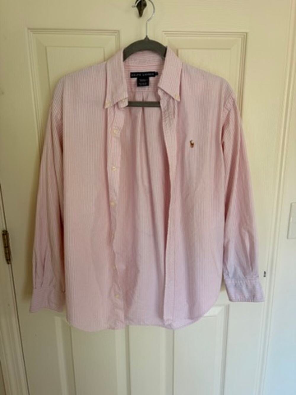 Ralph Lauren Pink Stripe Cotton Button Down Shirt Size 6
